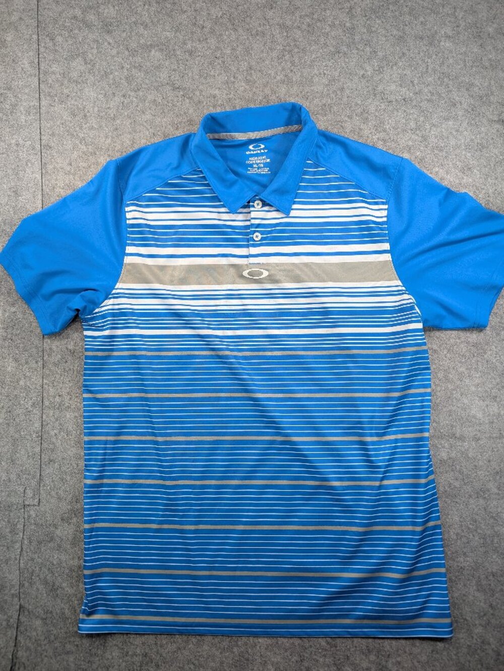 Oakley Hydrolix Mens Golf Polo Shirt XL Blue Striped Performance Short Sleeve